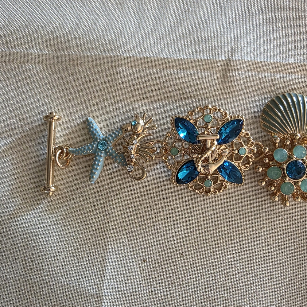 Gold and Blue Sea Life Charm Bracelet - Picture 2 of 5